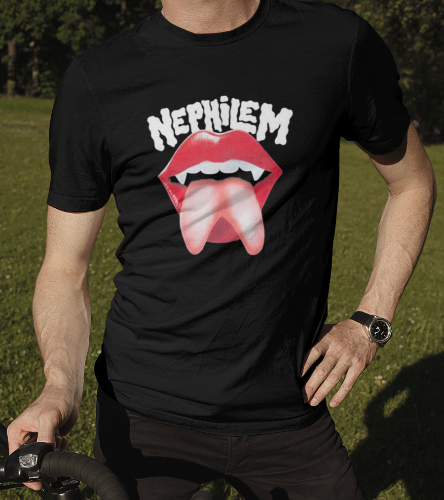 Nephilem Vampire Lips With Fangs And Extended Tongue T-Shirt