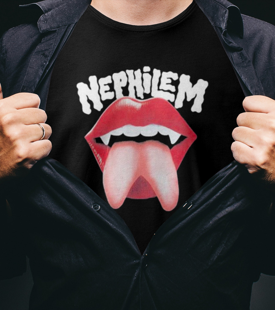 Nephilem Vampire Lips With Fangs And Extended Tongue T-Shirt