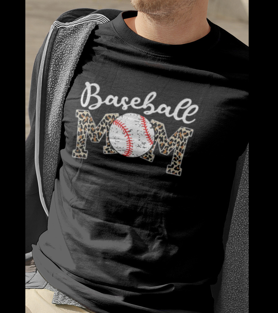Baseball Mom Leopard Print T-Shirt