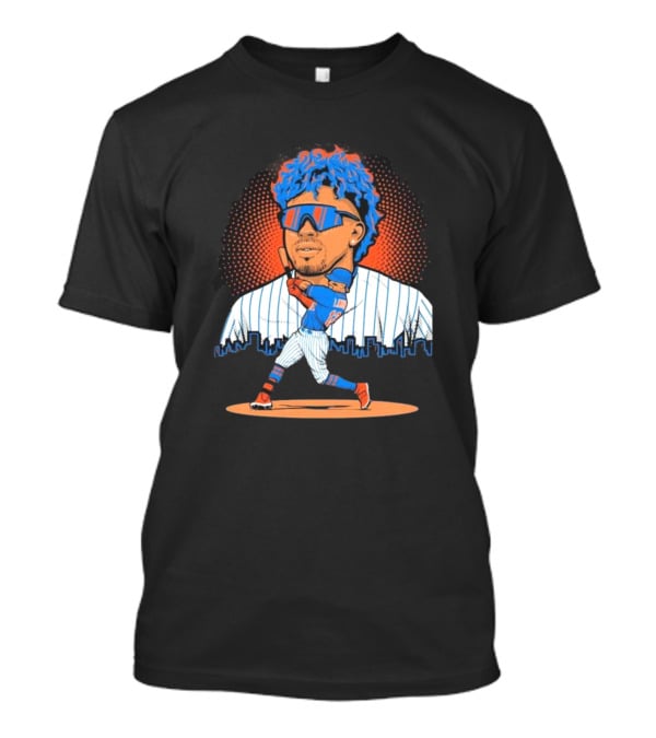 Francisco Lindor Baseball Player Skyline Batting Pose T-Shirt