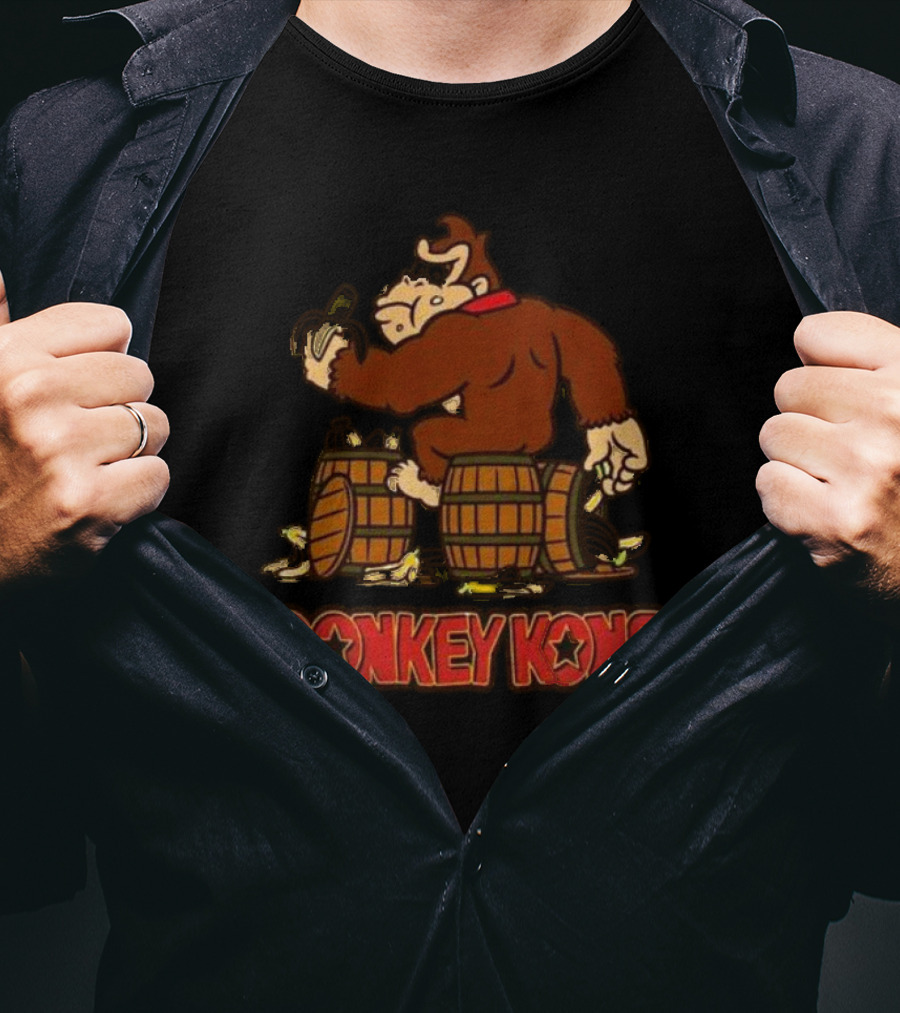 Donkey Kong Eating Banana Barrels Meme T-Shirt