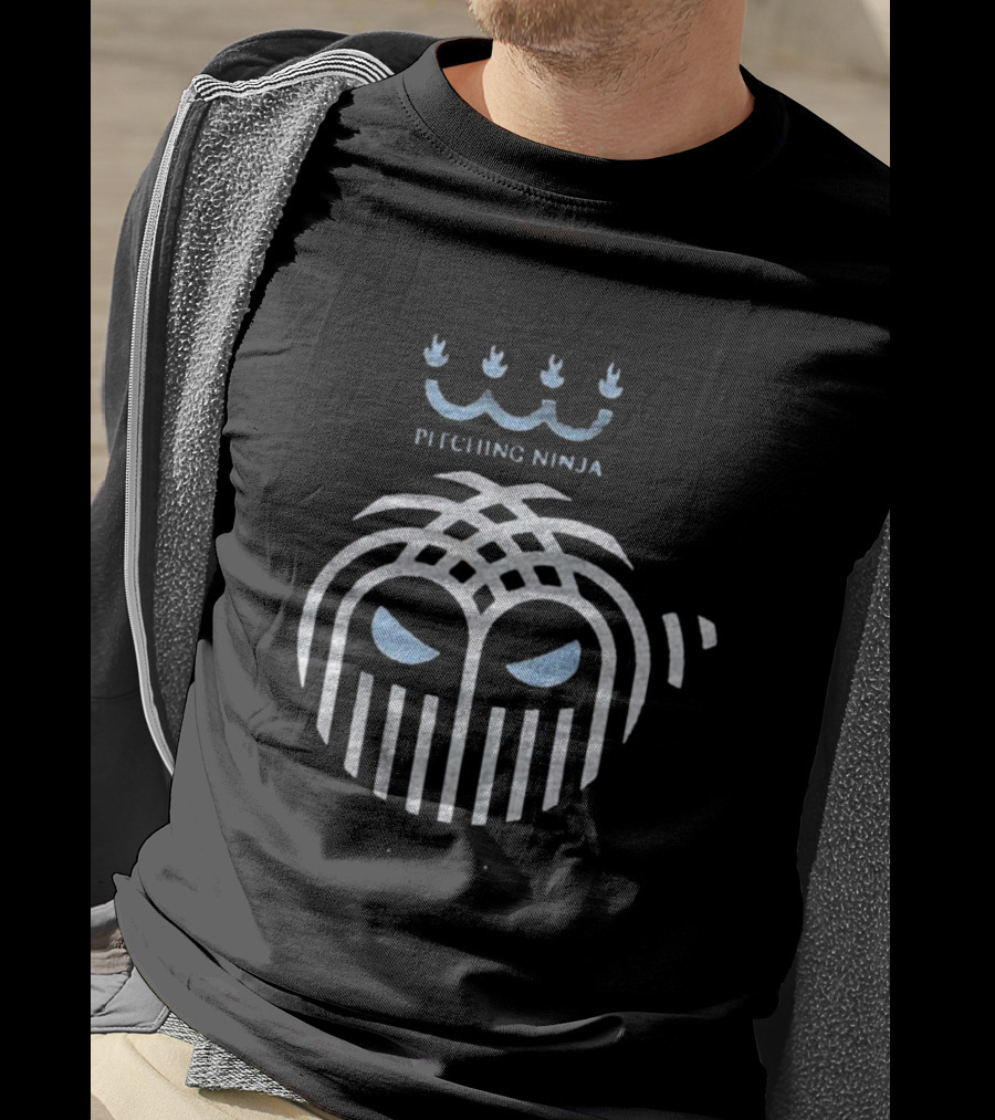 Pitching Ninja City Of Fountains Emblem With Crown And Ninja Mask T-Shirt