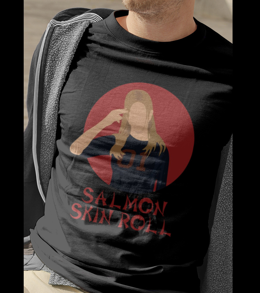 Salmon Skin Roll 01 Gesture Red Circle Background T-Shirt