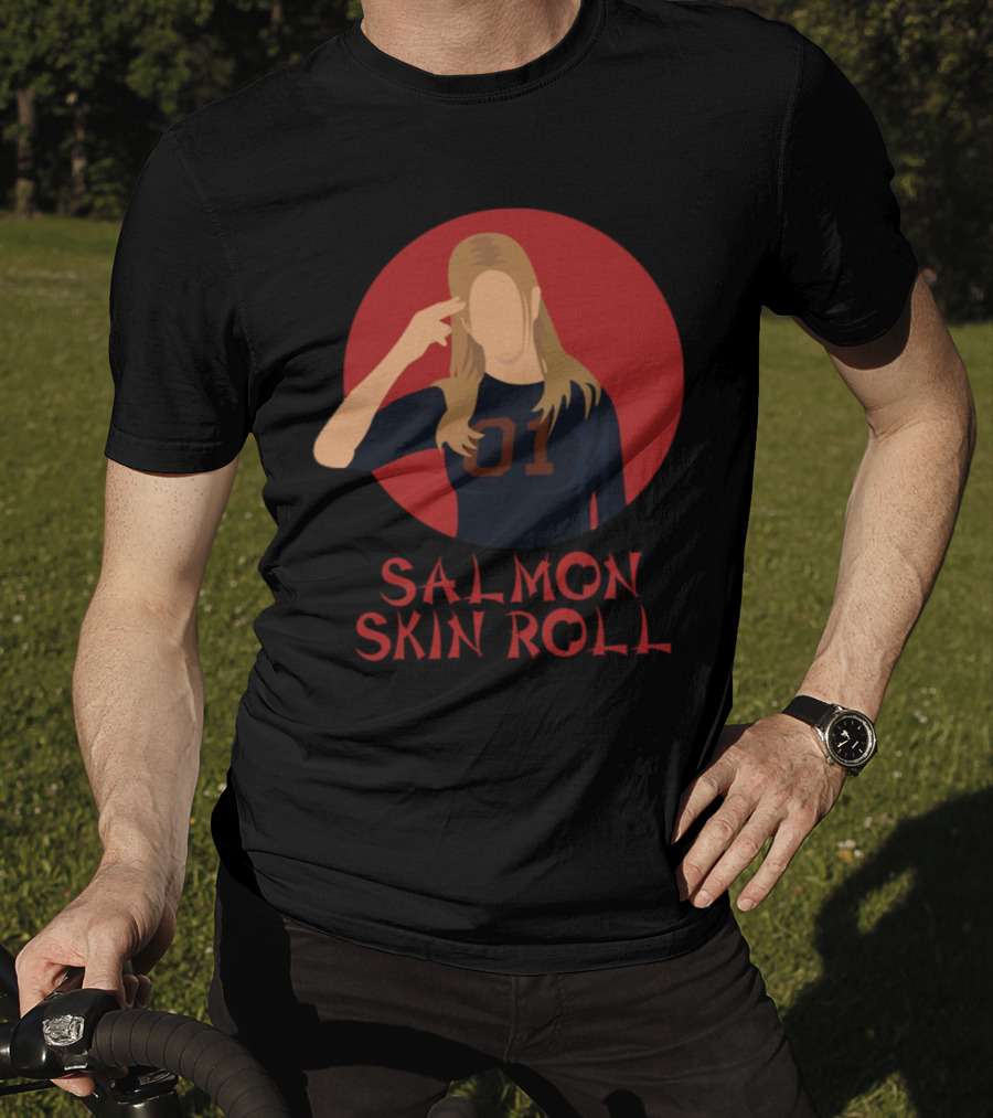 Salmon Skin Roll 01 Gesture Red Circle Background T-Shirt