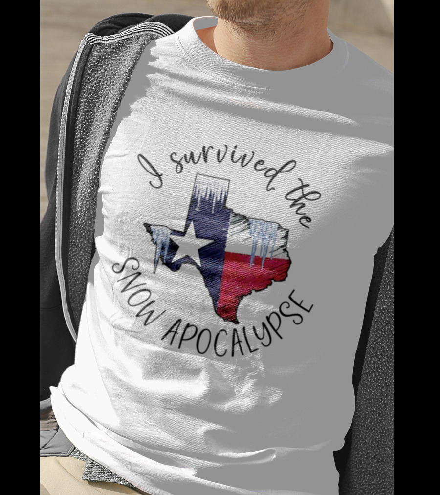 I Survived The Snow Apocalypse Texas Flag Icicles Map T-Shirt
