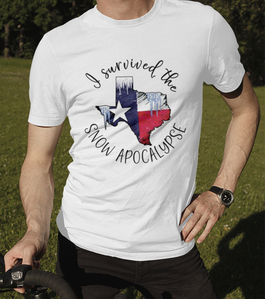 I Survived The Snow Apocalypse Texas Flag Icicles Map T-Shirt