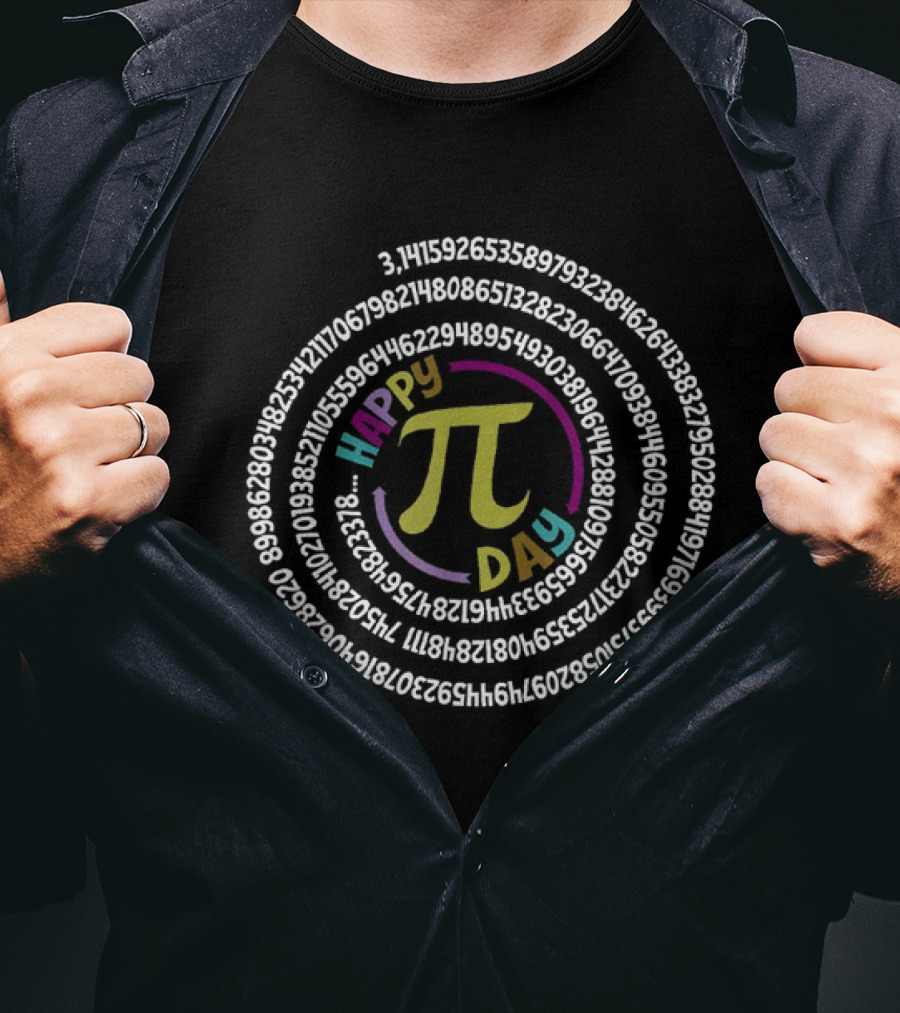 Happy Pi Day 3.14 Math Teacher Spiral Design Mathematic T-Shirt