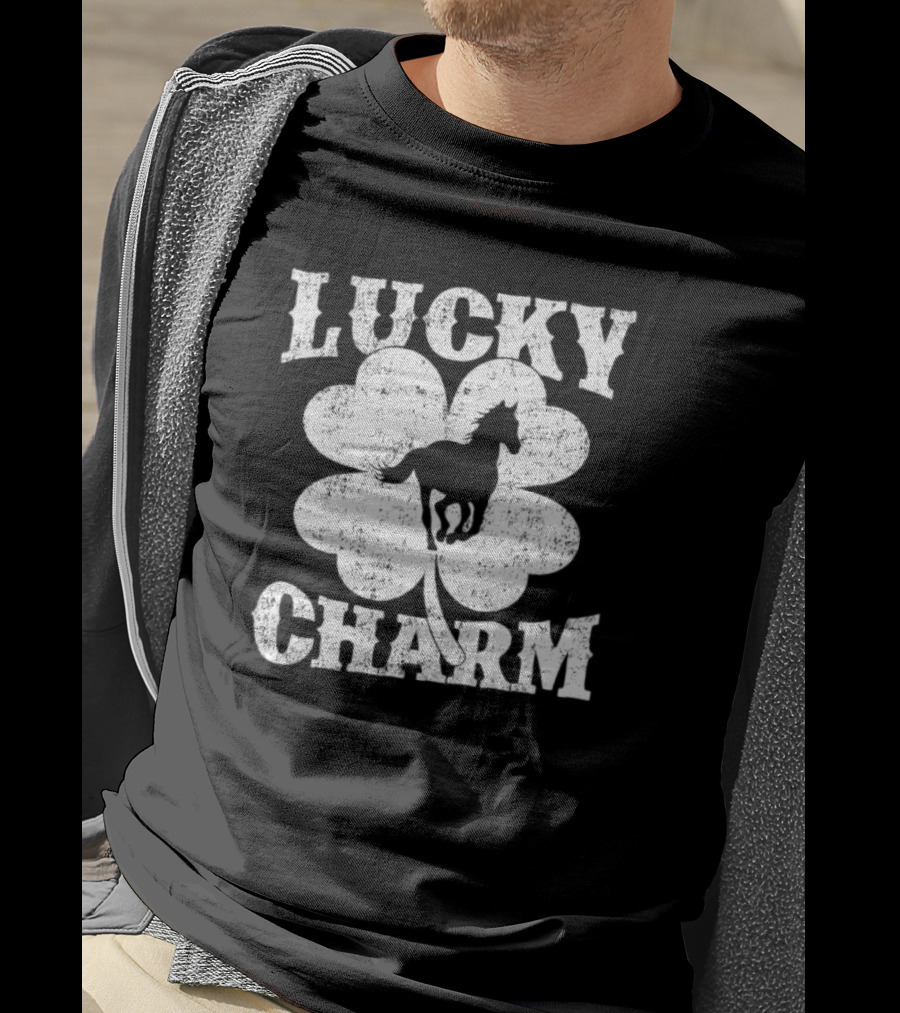 Lucky Charm Horse Lover Shamrock St Patrick's Day T-Shirt