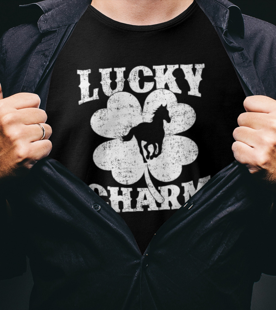 Lucky Charm Horse Lover Shamrock St Patrick's Day T-Shirt