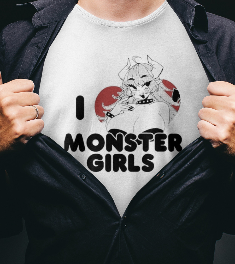 I Love Monster Girls Anime Aesthetic Horned Character T-Shirt