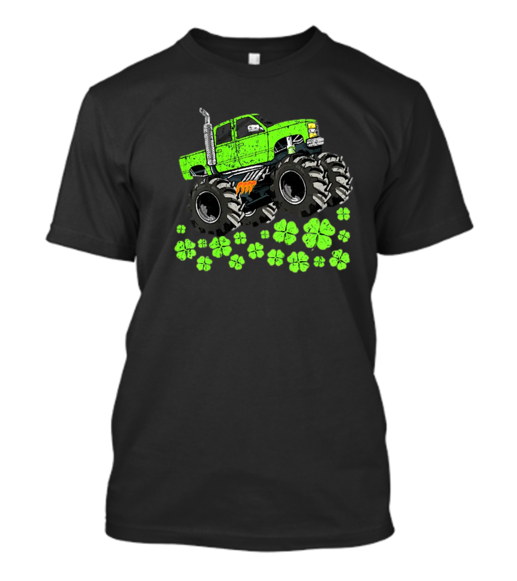 Kids Boys St Patricks Day Toddler Lucky Green Monster Truck With Shamrocks T-Shirt
