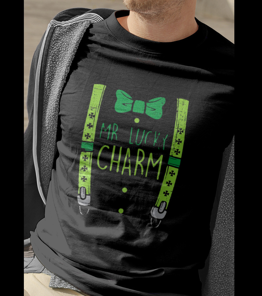 Mr Lucky Charm Suspenders St Patricks Day Boys T-Shirt