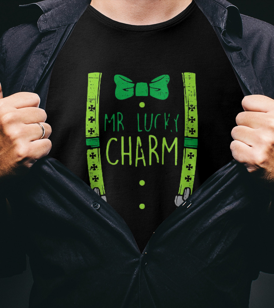 Mr Lucky Charm Suspenders St Patricks Day Boys T-Shirt