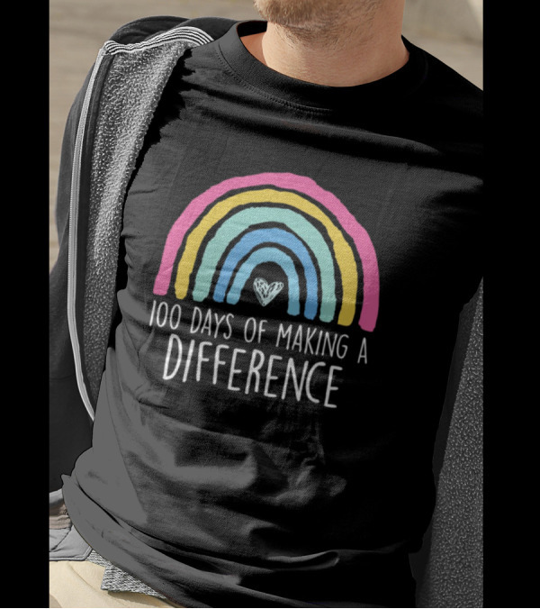 100 Days Of Making A Difference Rainbow Heart T-Shirt