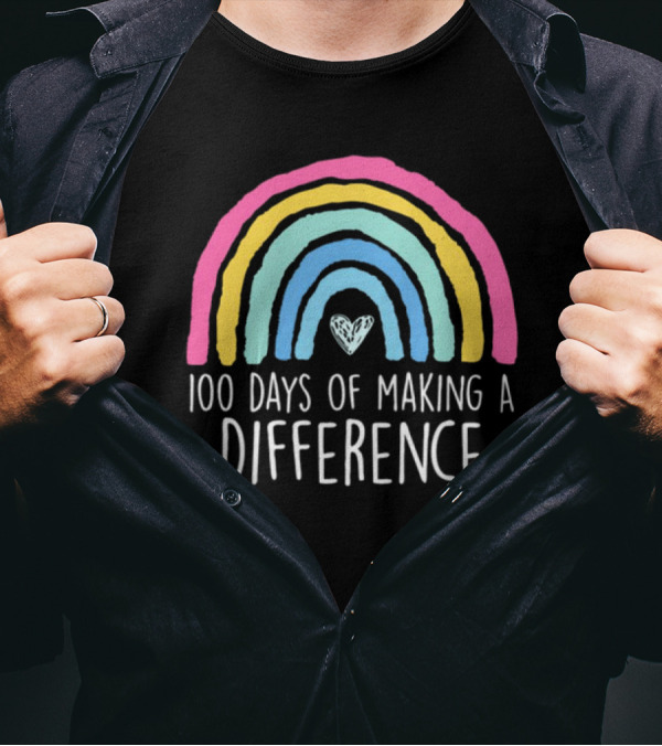 100 Days Of Making A Difference Rainbow Heart T-Shirt