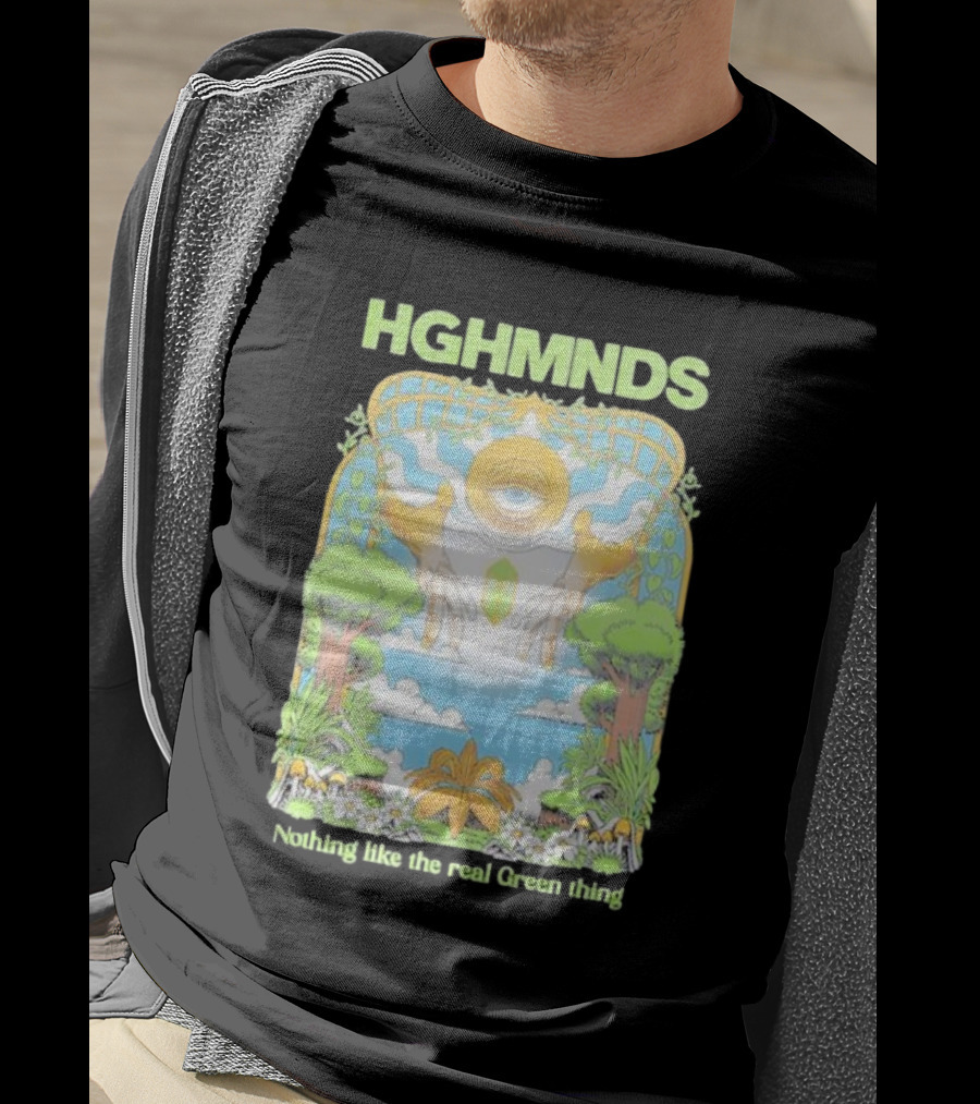 HGHMNDS Nothing Like The Real Green Thing Eye And Hands Above Nature Scene T-Shirt