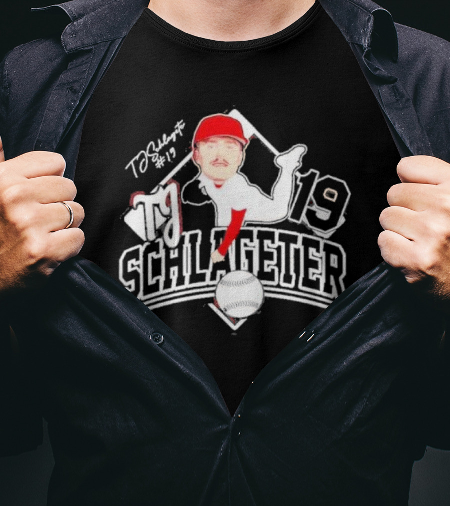 Louisville Cardinals TJ Schlageter 19 Baseball Cartoon T-Shirt