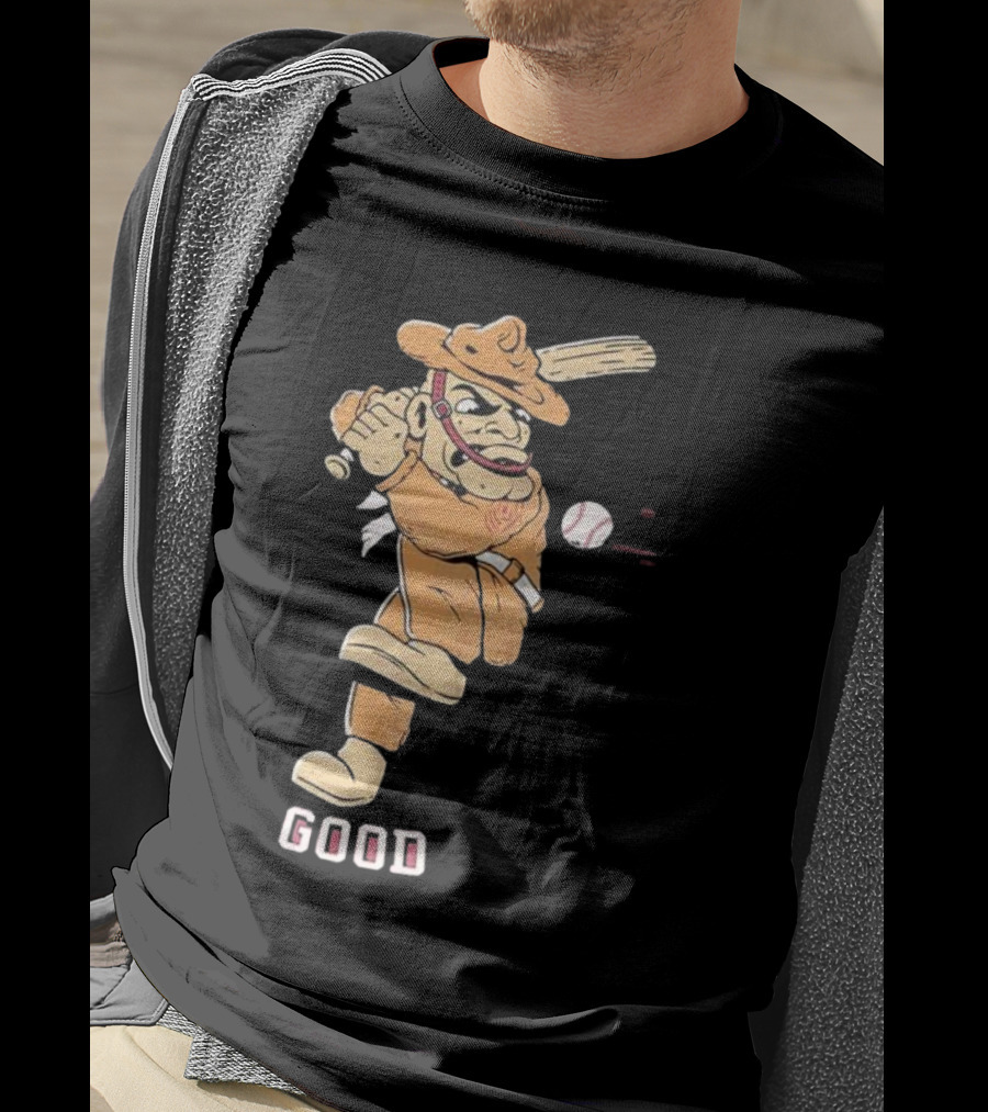 Good Tam Baseball Comic Character Swinging At Pitch T-Shirt