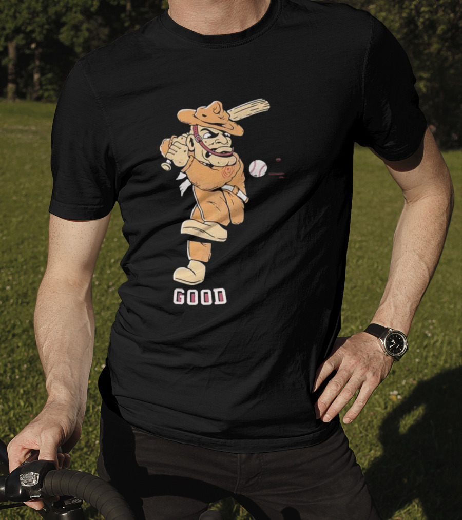 Good Tam Baseball Comic Character Swinging At Pitch T-Shirt