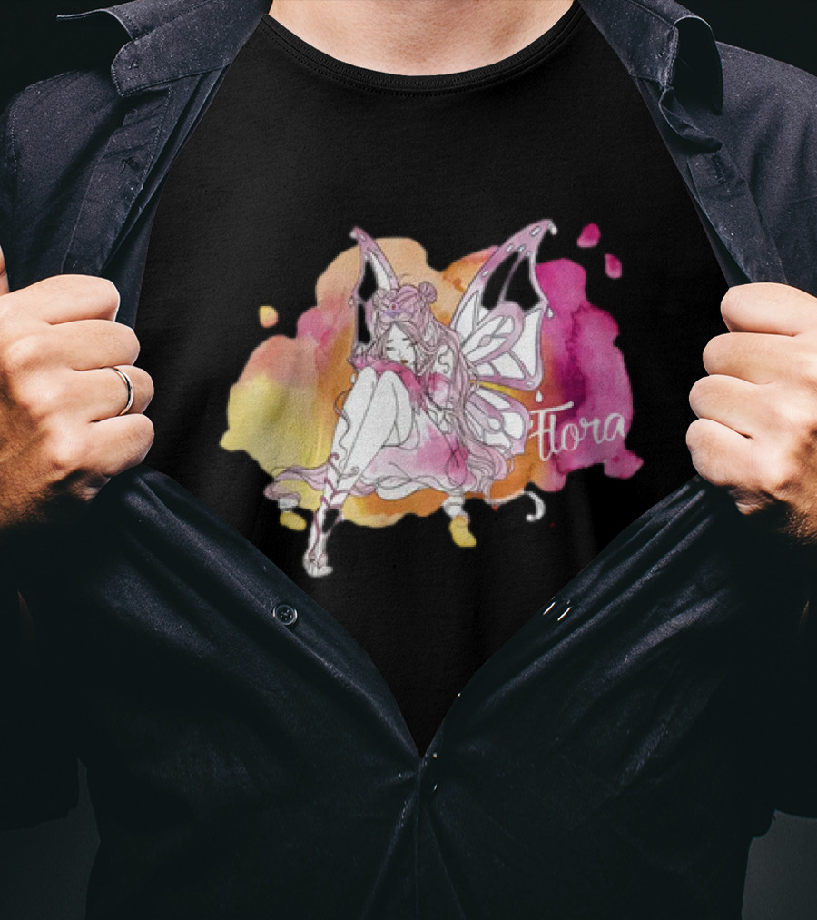 Flora Winx Club Merch Shine Bright Watercolor Wings T-Shirt