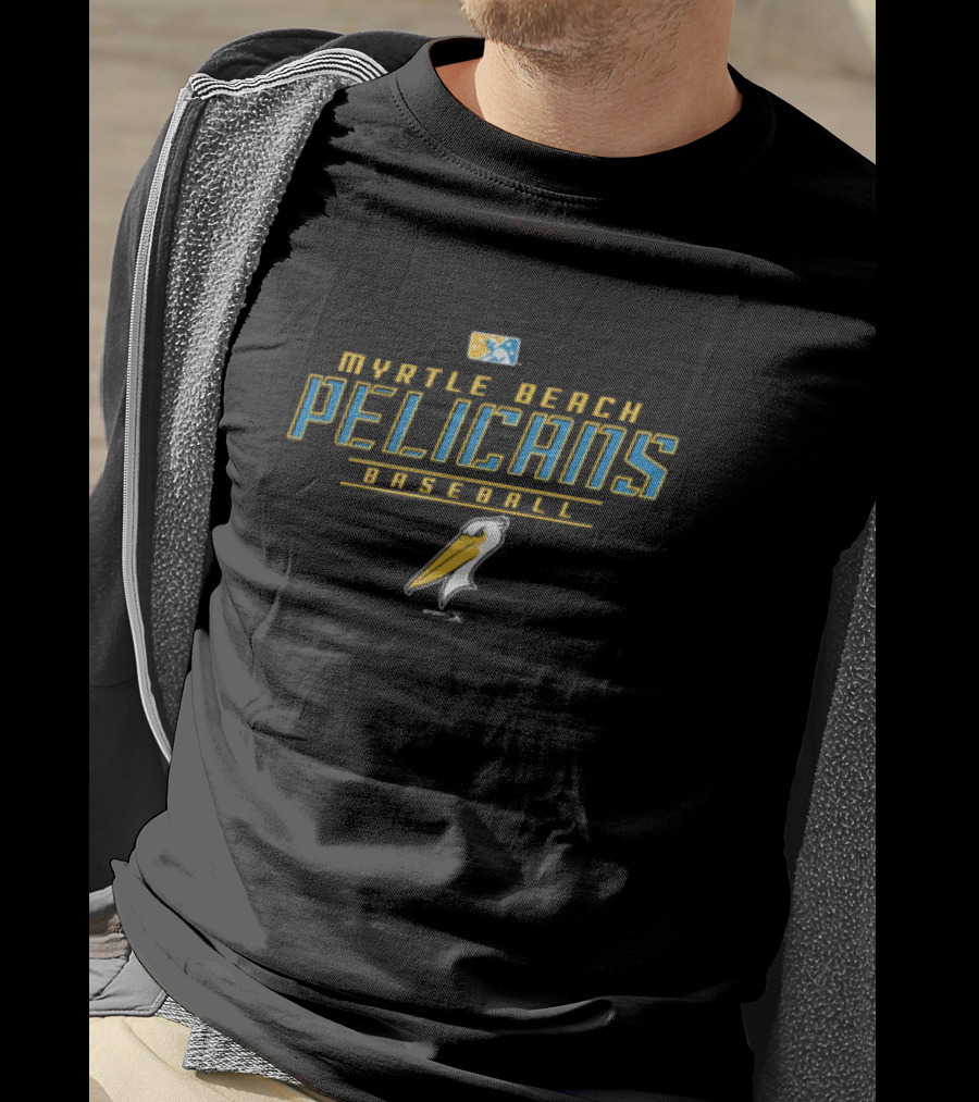 Myrtle Beach Pelicans Baseball Bimm Ridder Youth Dri Fit Logo Backdrop T-Shirt