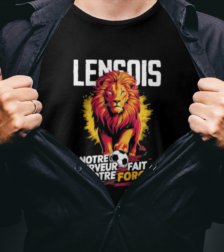 Lensois Notre Ferveur Fait Notre Force Lion And Soccer Ball Iconic T-Shirt
