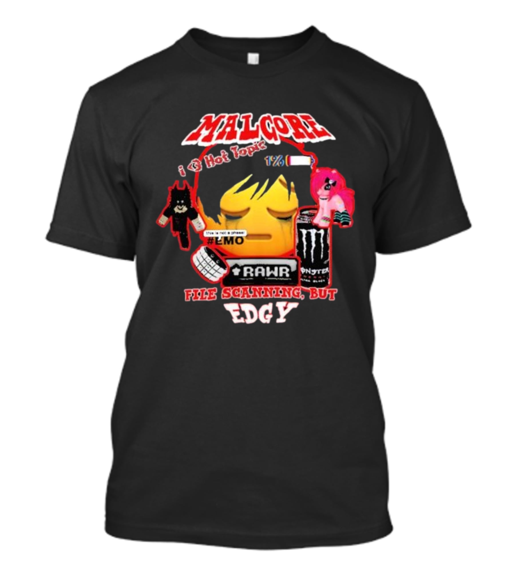 Malgore I Love Hot Topic Emo Rar Monster File Scanning Edgy T-Shirt