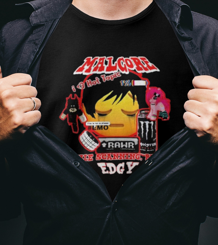 Malgore I Love Hot Topic Emo Rar Monster File Scanning Edgy T-Shirt