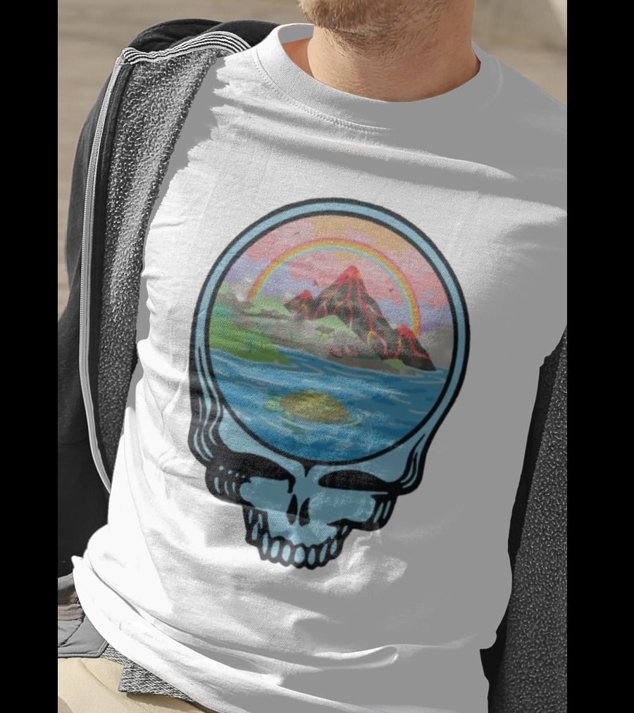 Grateful Dead Aloha Earth Day Volcano Skull Rainbow Turtle T-Shirt