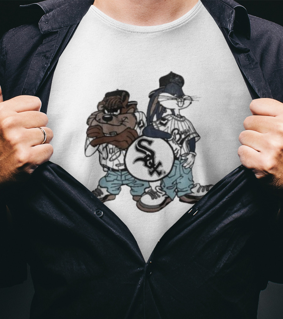 Chicago White Sox Looney Tunes Taz And Bugs Bunny Baseball Characters T-Shirt