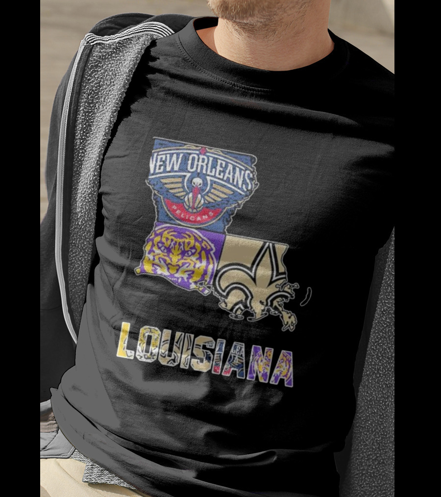 New Orleans Pelicans LSU Tigers New Orleans Saints Louisiana Pride T-Shirt