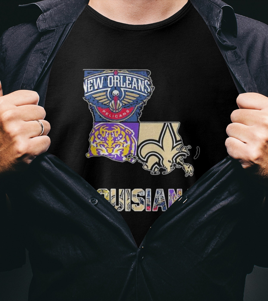New Orleans Pelicans LSU Tigers New Orleans Saints Louisiana Pride T-Shirt