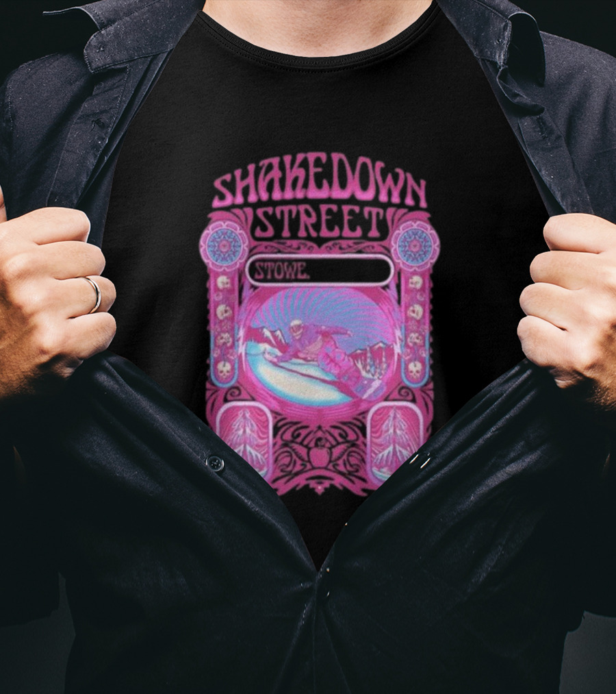Shakedown Street Stowe Vermont Psychedelic Snowboarder Retro T-Shirt