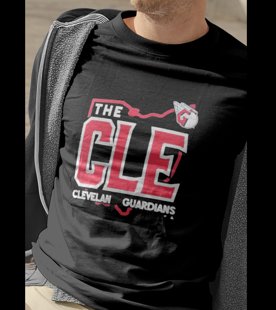 Cleveland Guardians The CLE 216 Map Logo Winged Baseball Emblem T-Shirt