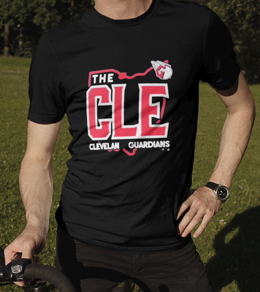 Cleveland Guardians The CLE 216 Map Logo Winged Baseball Emblem T-Shirt
