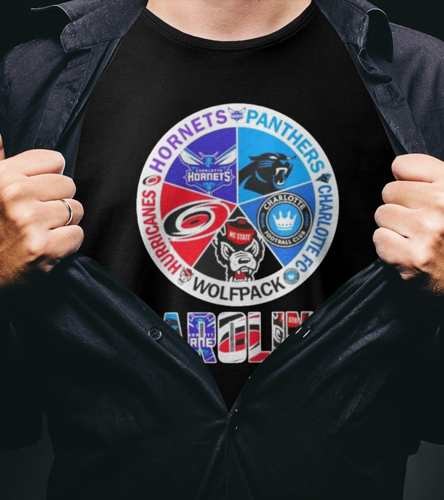 Carolina Panthers Hornets Hurricanes Wolfpack Charlotte FC Sports Teams T-Shirt