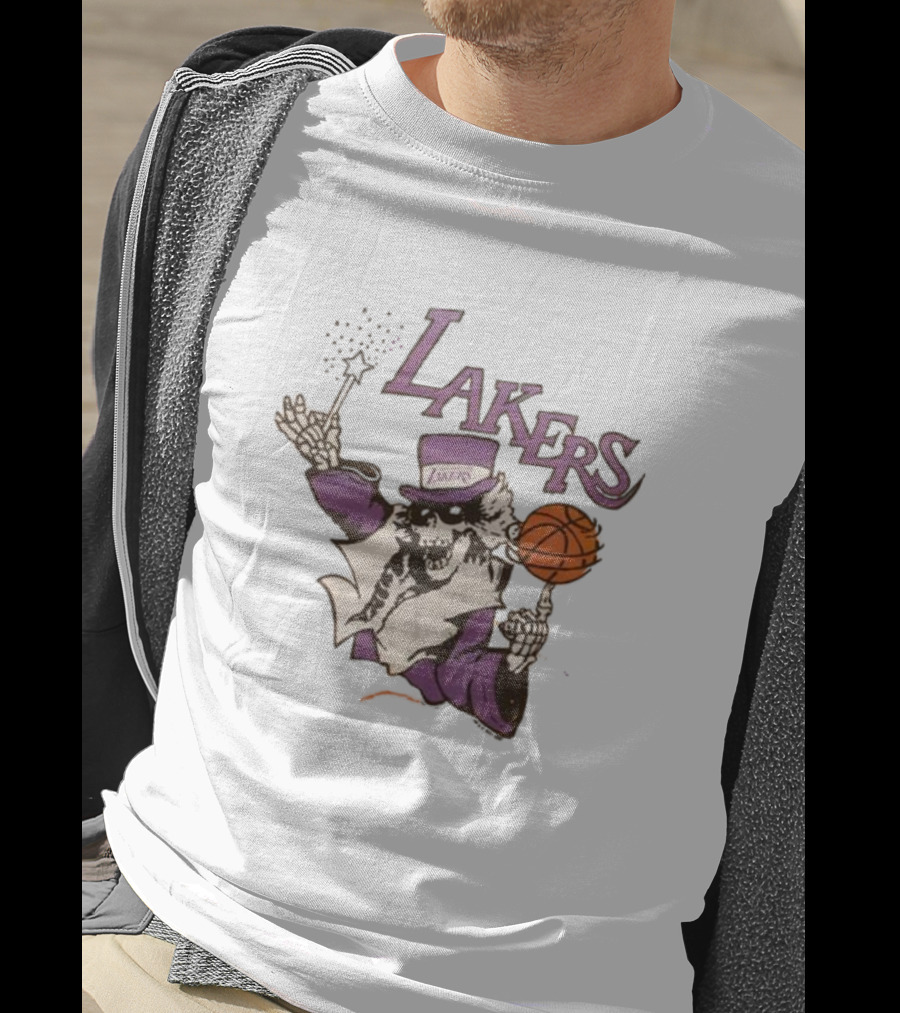 NBA Grateful Dead Lakers Skeleton Basketball T-Shirt