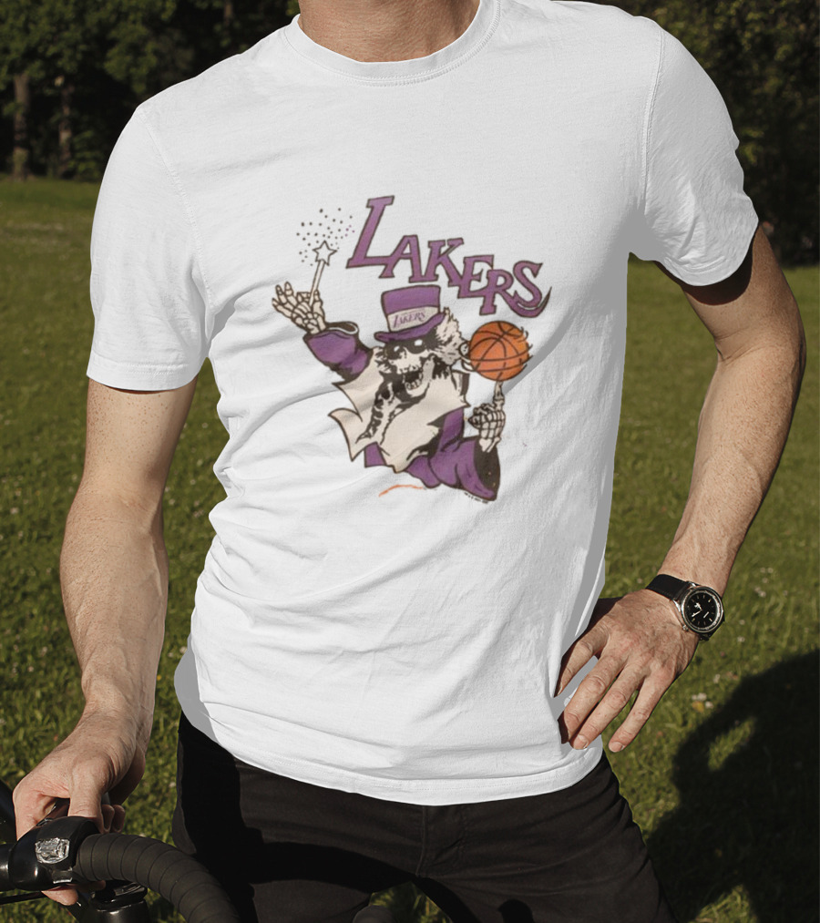 NBA Grateful Dead Lakers Skeleton Basketball T-Shirt