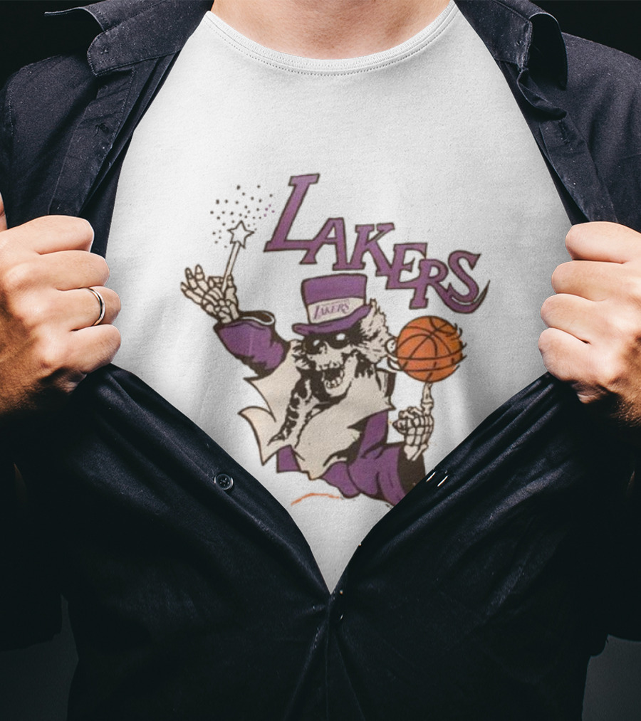 NBA Grateful Dead Lakers Skeleton Basketball T-Shirt