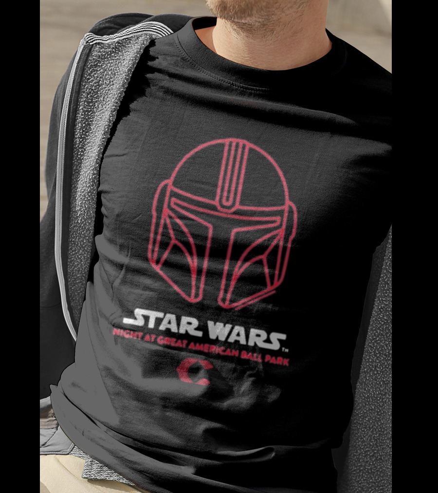 Star Wars Night At Great American Ball Park Mandalorian Helmet Reds T-Shirt