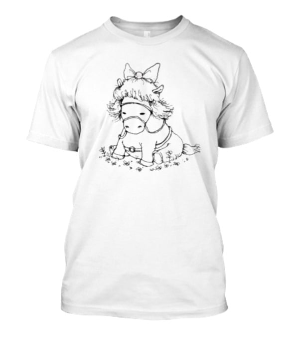 Princess Puddles Cute Pony In Flowers With Big Bow T-Shirt