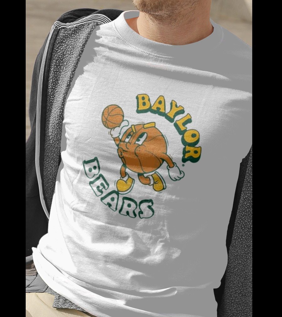 Baylor Bears Basketball Vintage Cartoon Logo Youth Green T-Shirt