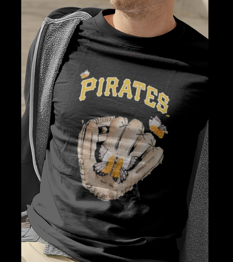 Pittsburgh Pirates Toddler Butterfly Baseball Glove Tiny Turnip T-Shirt