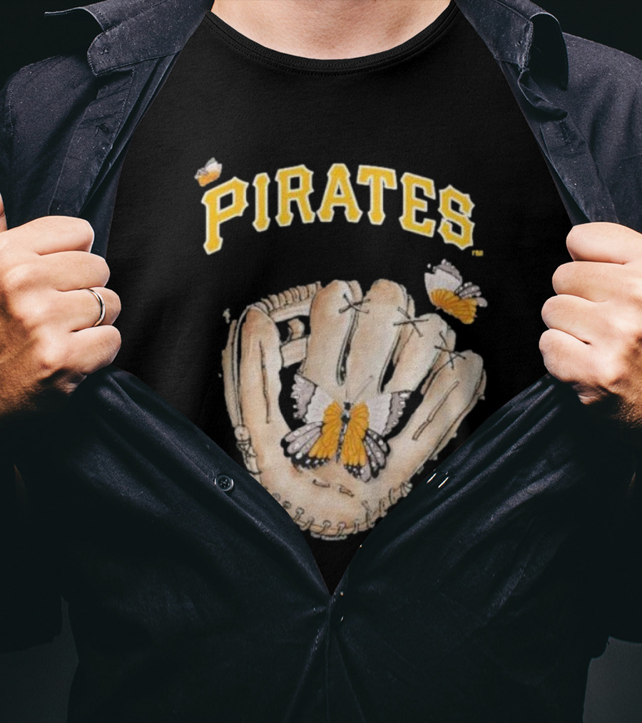 Pittsburgh Pirates Toddler Butterfly Baseball Glove Tiny Turnip T-Shirt