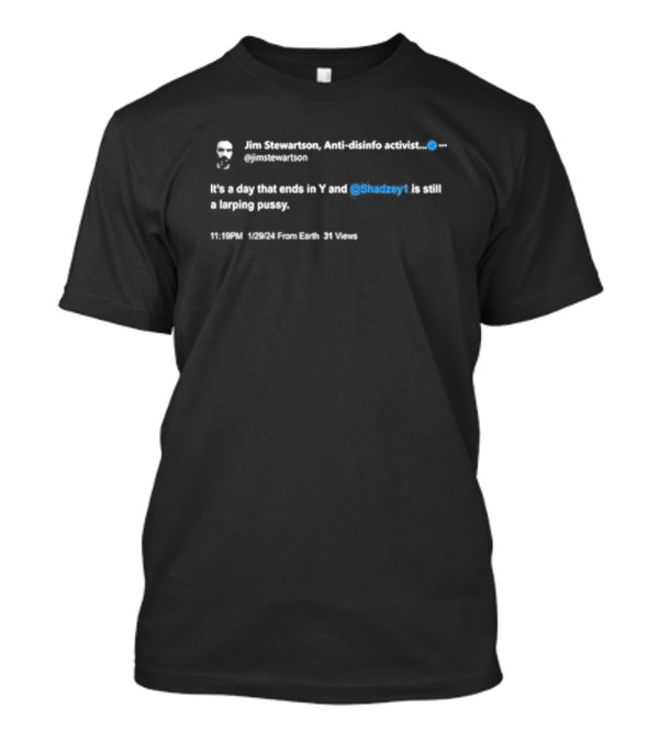 Shadz Jim Stewartson Anti-Disinfo Activist It’s A Day That Ends In Y Tweet T-Shirt