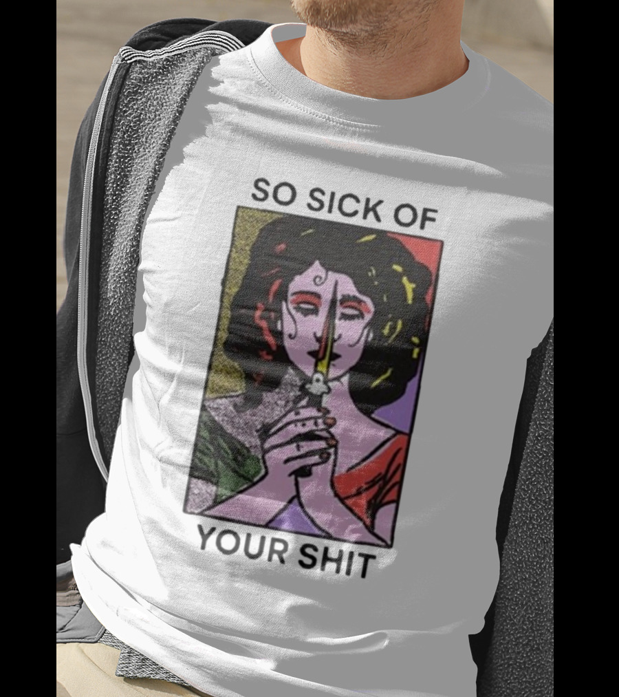So Sick Of Your Shit Woman Holding Knife Colorful Pop T-Shirt