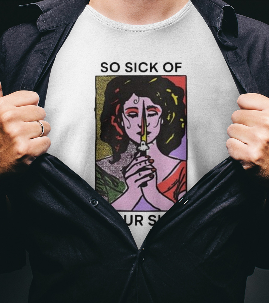 So Sick Of Your Shit Woman Holding Knife Colorful Pop T-Shirt