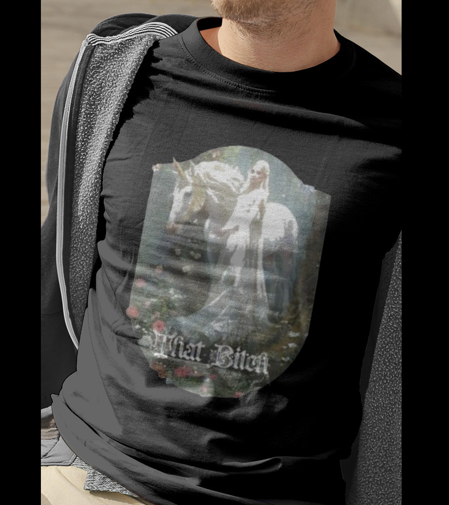 That Bitch Medieval Fantasy Unicorn Ethereal Woman In Forest T-Shirt