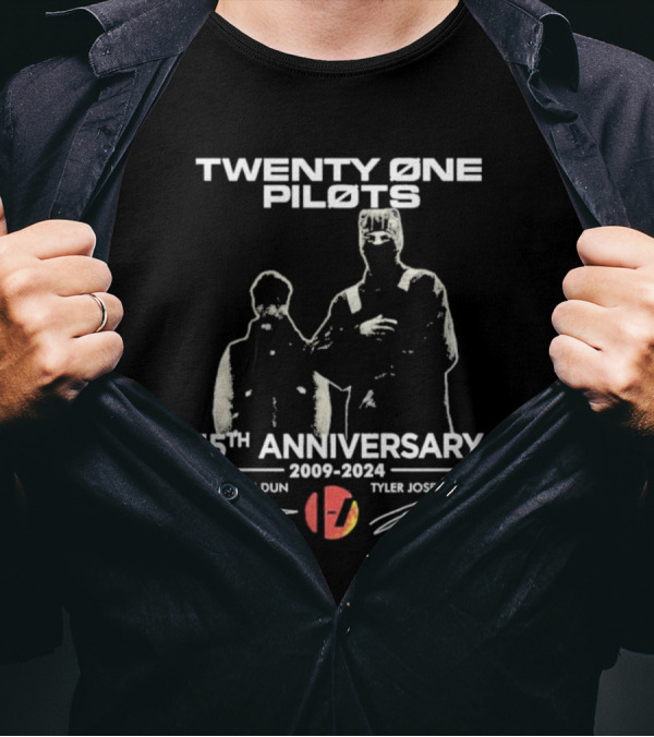 Twenty One Pilots 15th Anniversary 2009-2024 Josh Dun Tyler Joseph T-Shirt