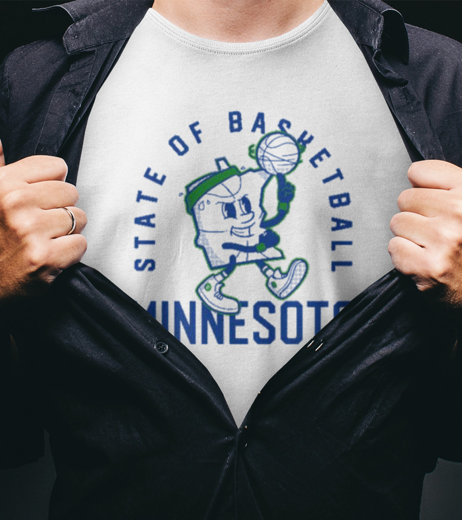 Minnesota State Of Basketball Retro Cartoon T-Shirt